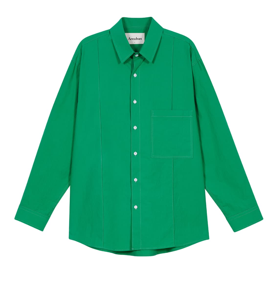 L 100 새제품) 아르반 기자코튼 핀턱 셔츠 그린 긴팔 남자 상품이미지1