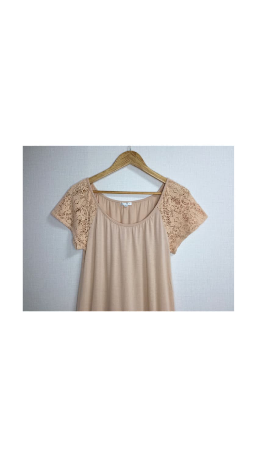 빈티지 핑크코랄 레이스 반팔 원피스 상품이미지2