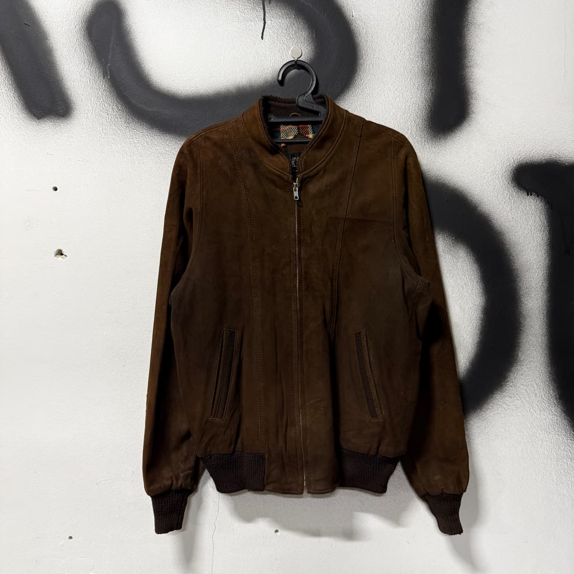 VTG 빈티지 양가죽 스웨이드 딥 브라운 봄버 자켓 상품이미지1