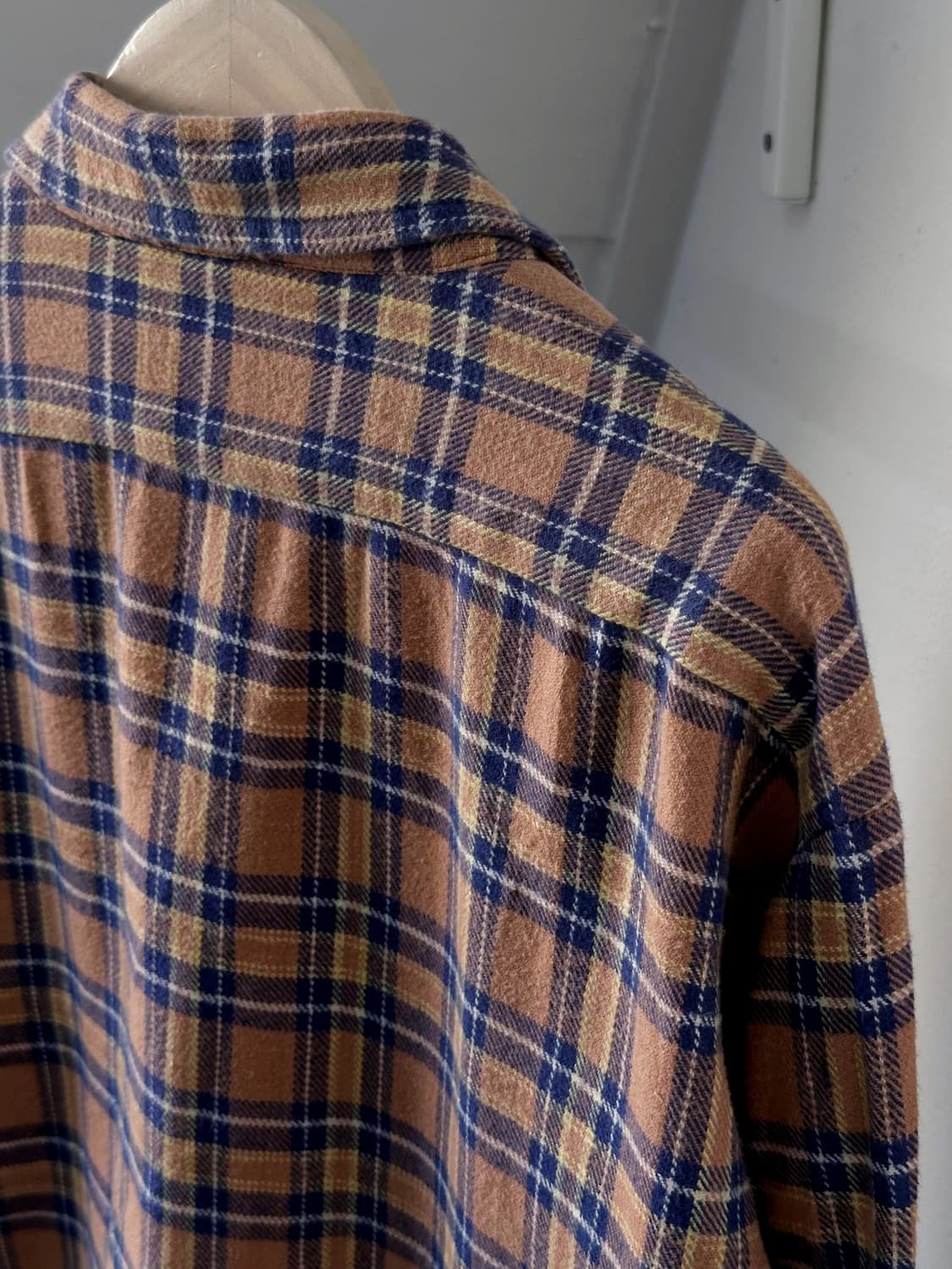 Cotton woven nel check wide shirt 상품이미지6