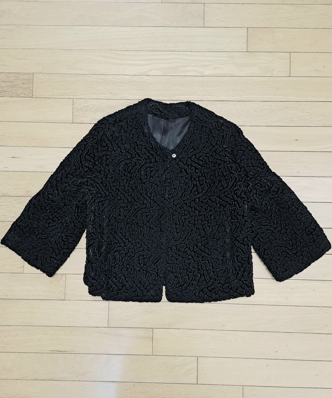 일본 빈티지 여성 하프 코트 인조 아스트라칸 S 상품이미지3