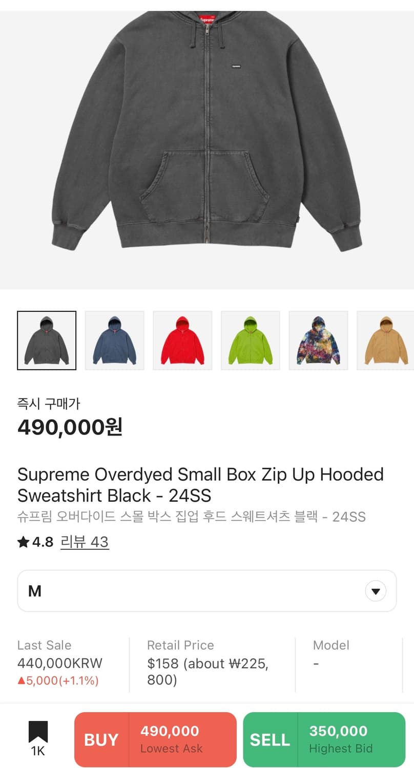 슈프림 오버다이드 스몰 박스 집업 후드 스웨트셔츠 블랙 - 24SS 상품이미지2