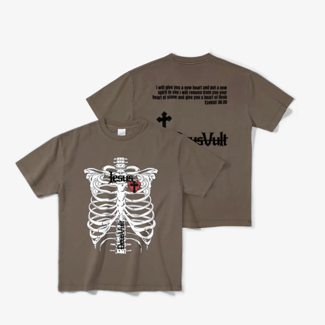 DeusVult® Jesus Heart pigment T-shirt  상품이미지2