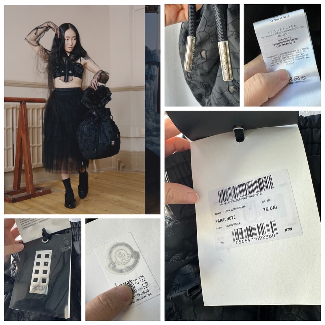 Moncler x Simone Rocha PARACHUTE Bag 블랙 상품이미지10