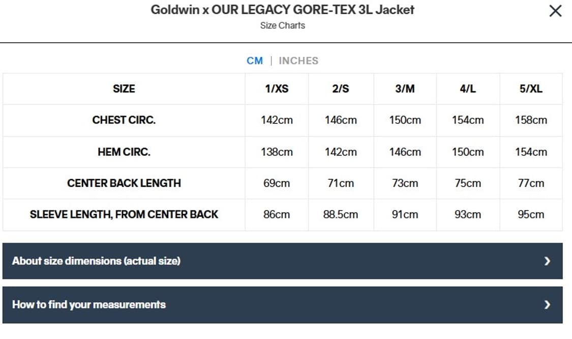 아워레가시 x 골드윈 고어텍스 3L 자켓 새상품 상품이미지8