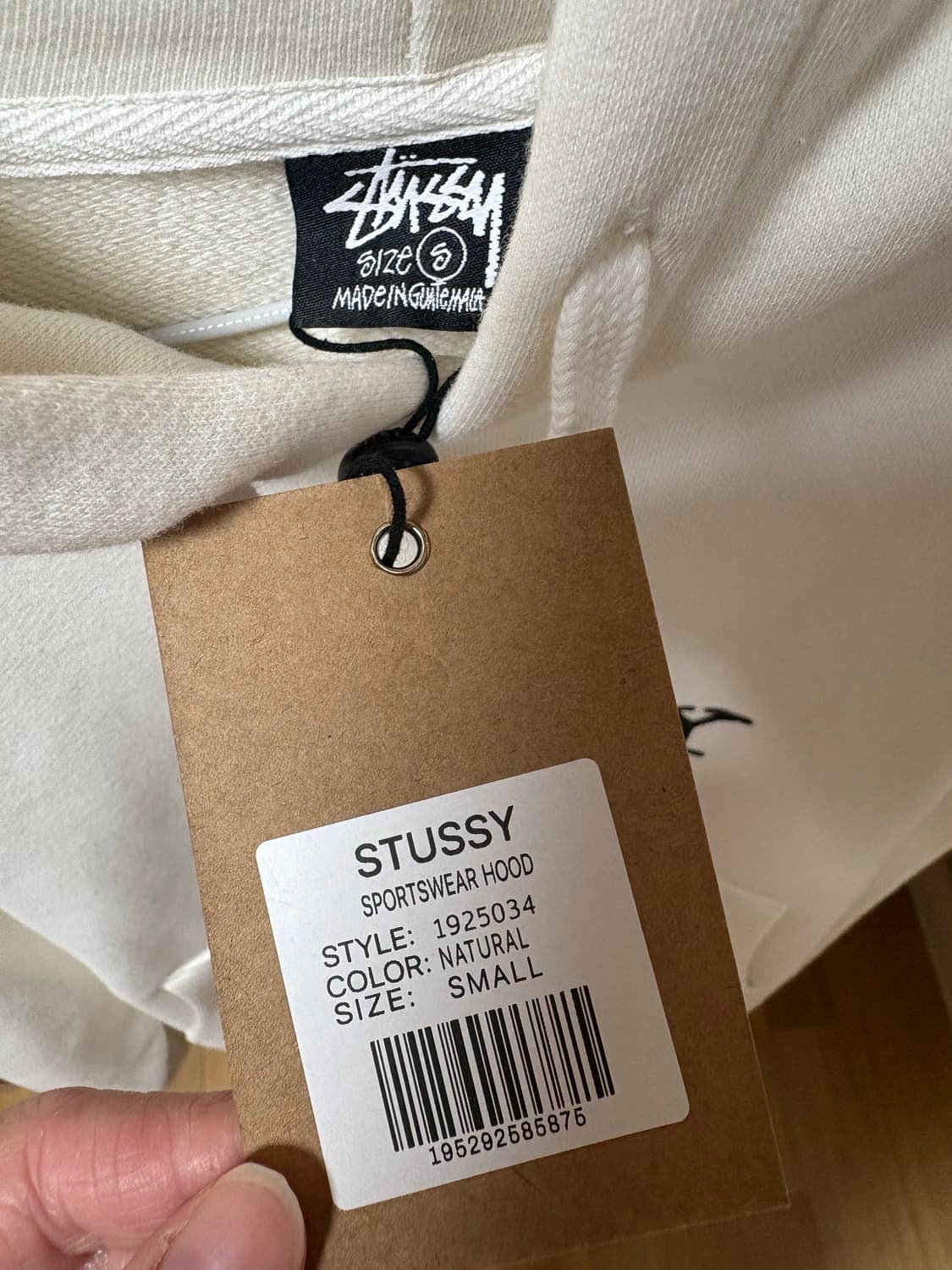 스투시 스포츠웨어 후드티 아이보리 S 새상품 상품이미지3
