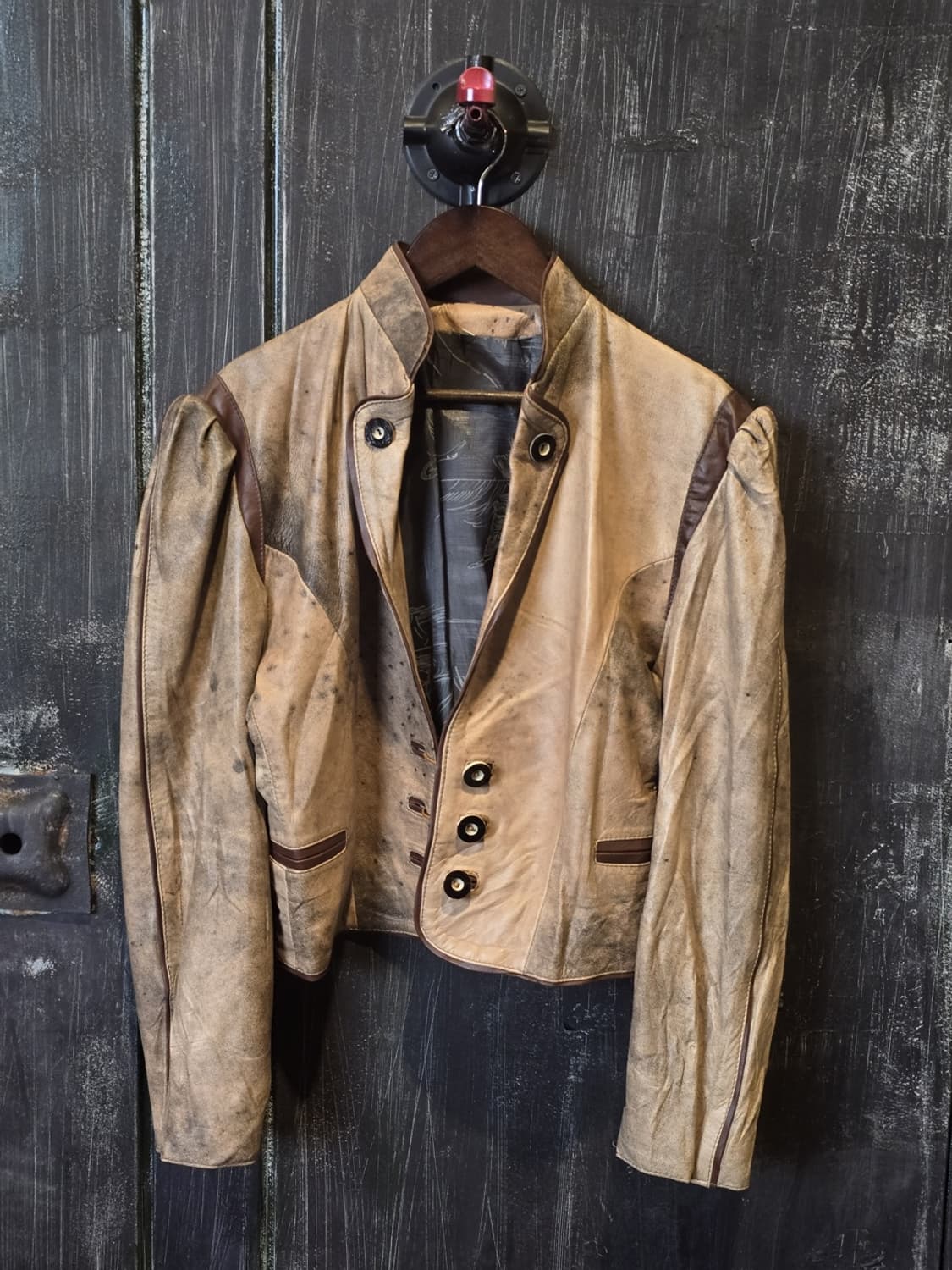 80s Distressed Leather Jacket 상품이미지1