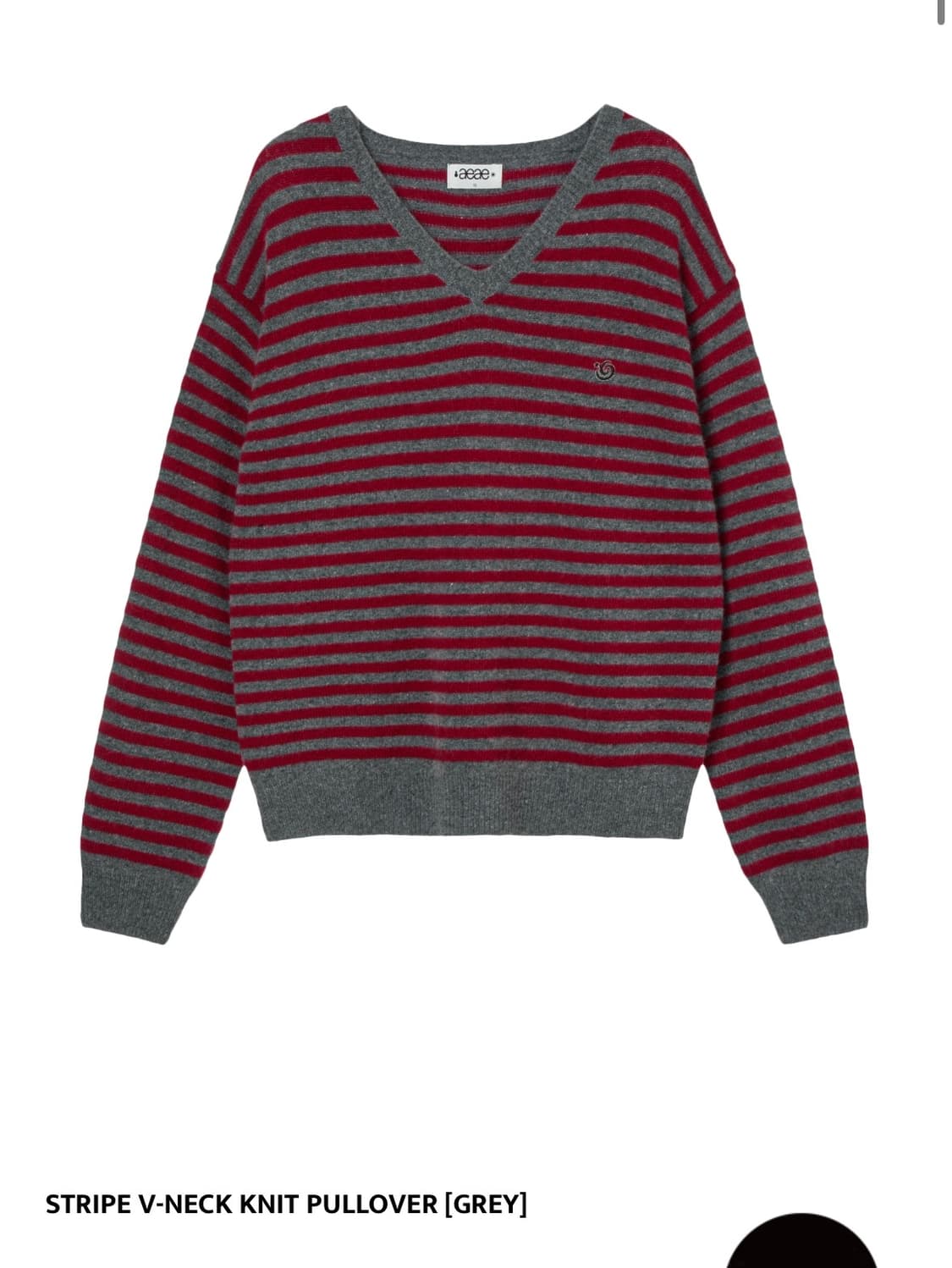 aeae 스트라이프 브이넥 니트 풀오버 레드 상품이미지1