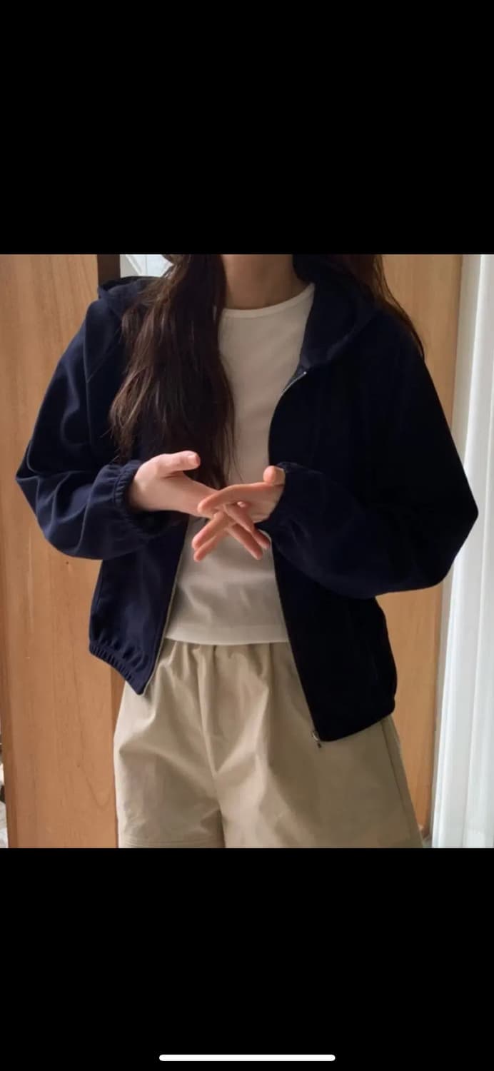 플라넬 이브닝 후드 집업 네이비 상품이미지2