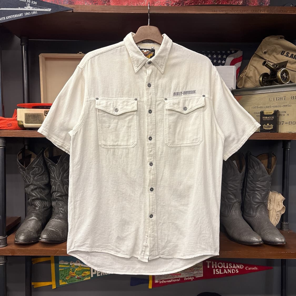 00s 할리데이비슨 쉴드리벳 워크포켓 오픈위브 메쉬셔츠 N1064 상품이미지1