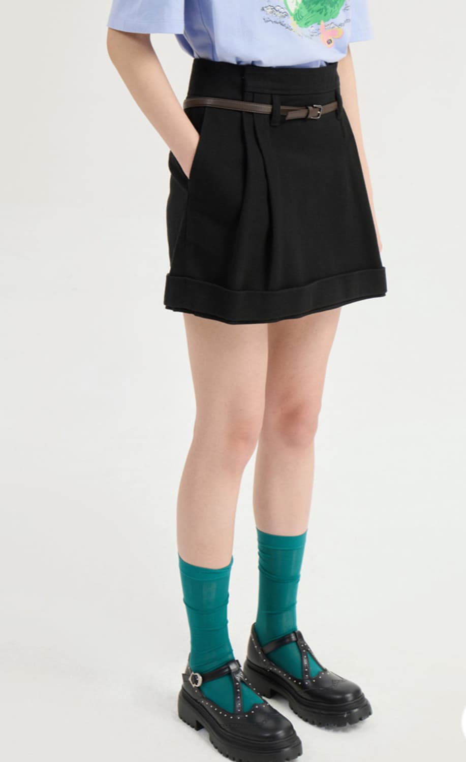 럭키슈에뜨 배색 포인트 스커트 24FW 상품이미지5