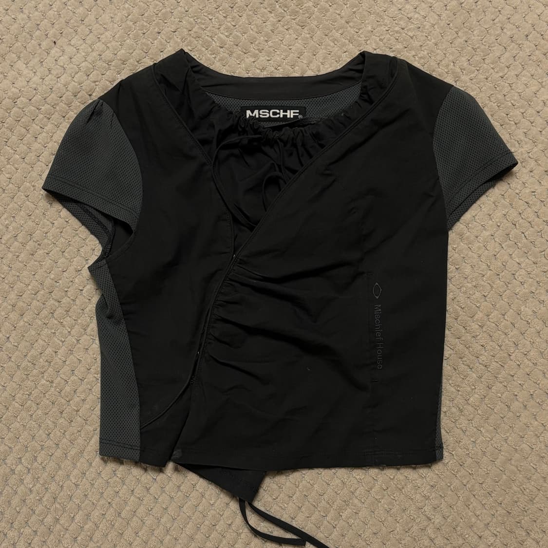 미스치프 사이드 훅 셔링 셔츠 차콜 S 상품이미지1