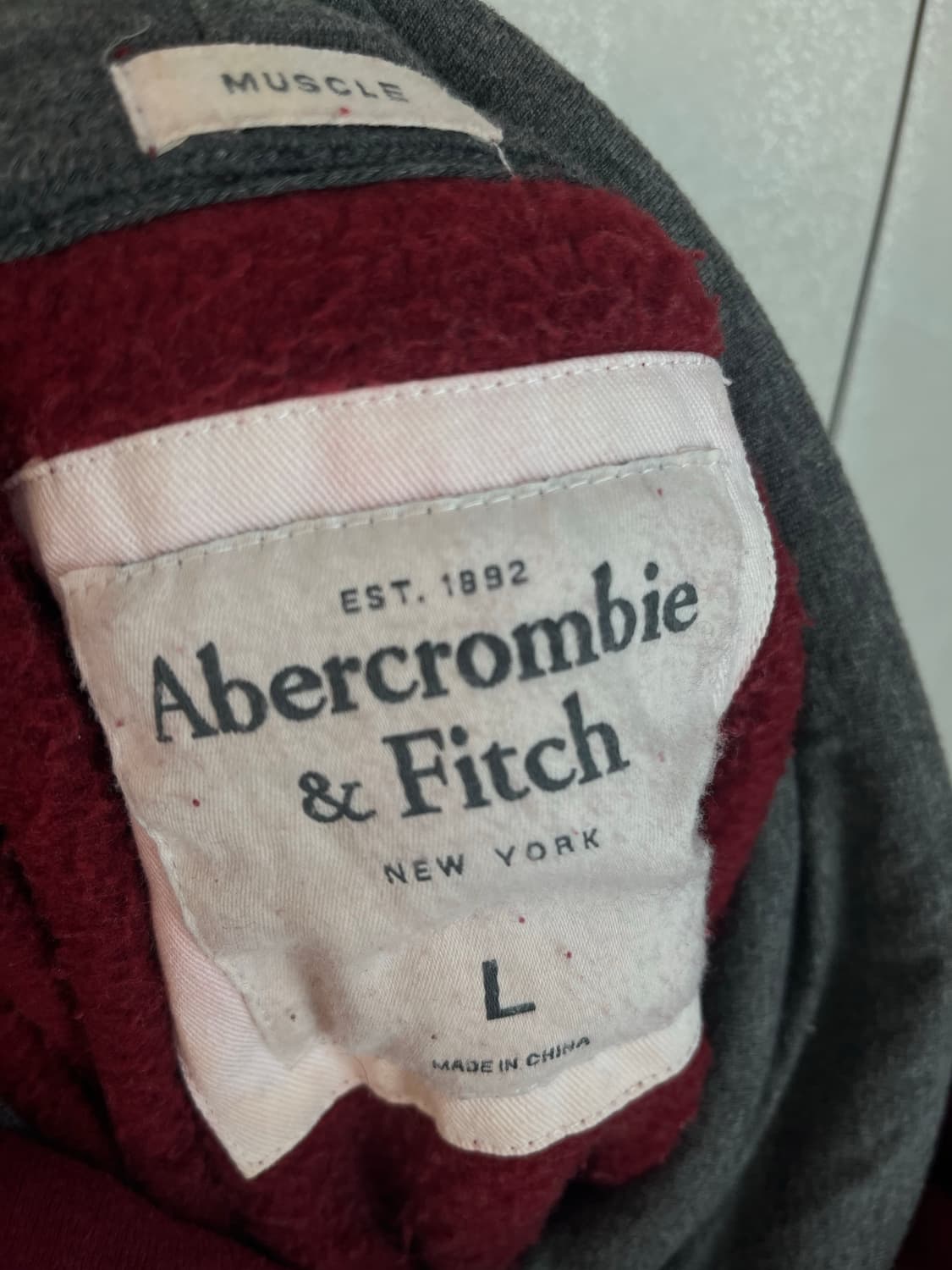 아베크롬비 화이트 순록 후드티 버건디 (L) 상품이미지5