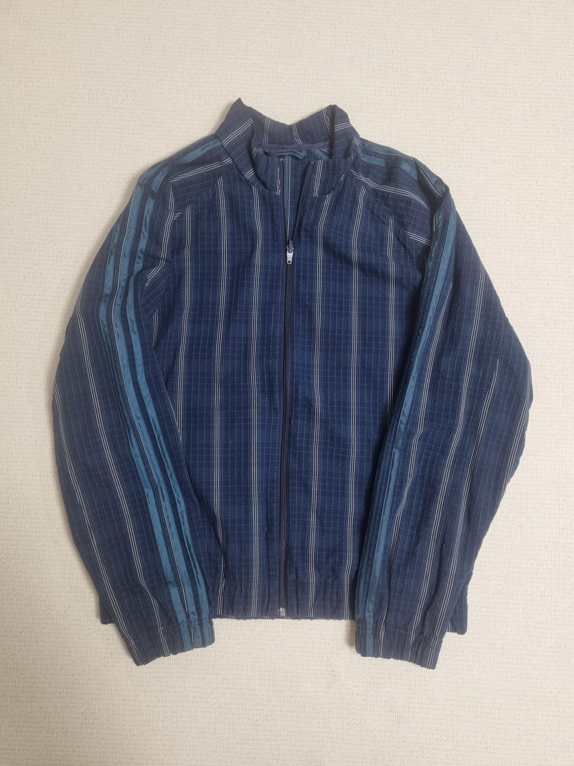 아디다스 네이비 체크 3선 트랙 자켓 L사이즈 상품이미지1