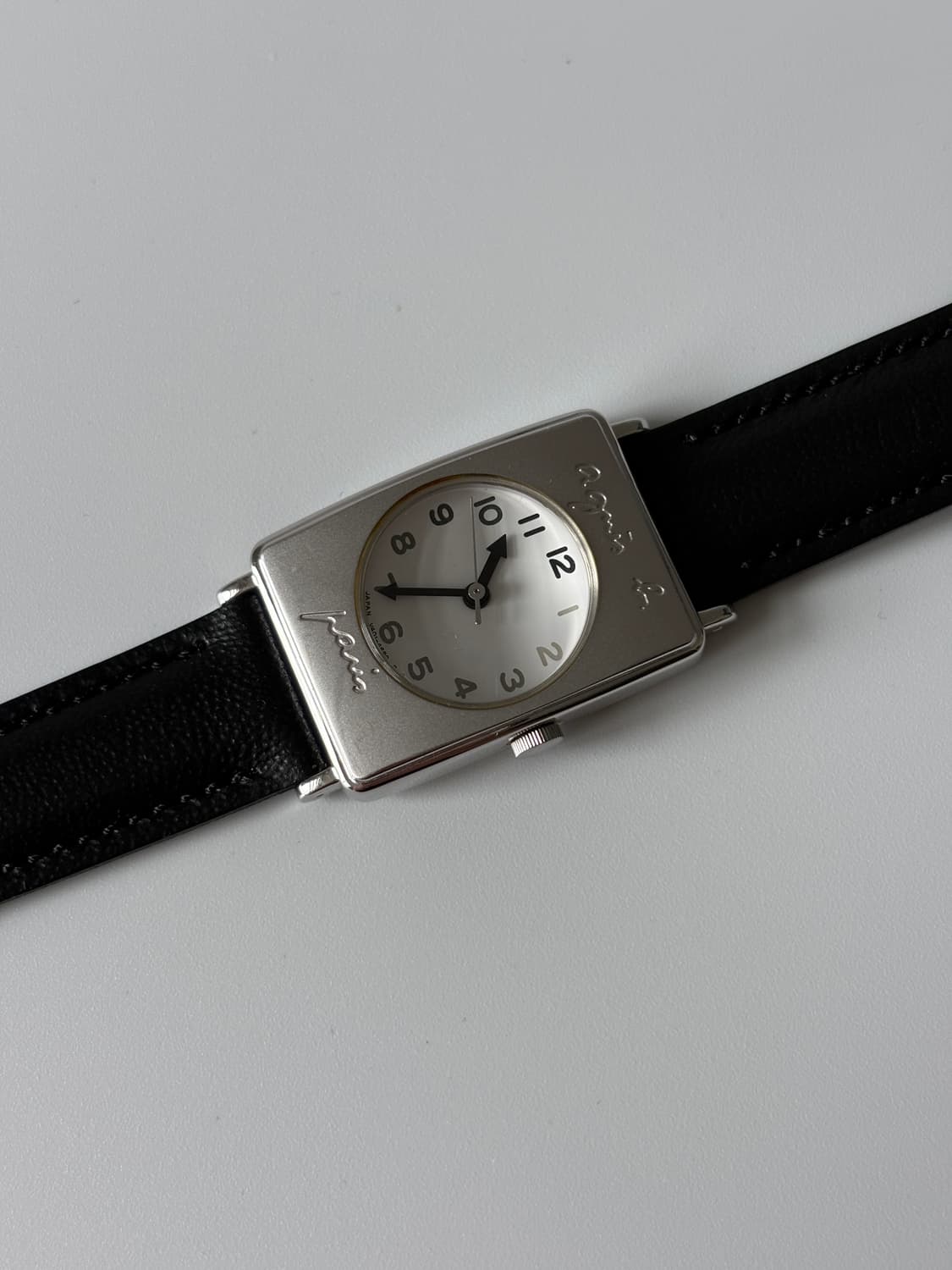 아네스베 Agnès b. 실버 스퀘어 쿼츠 여성 상품이미지5