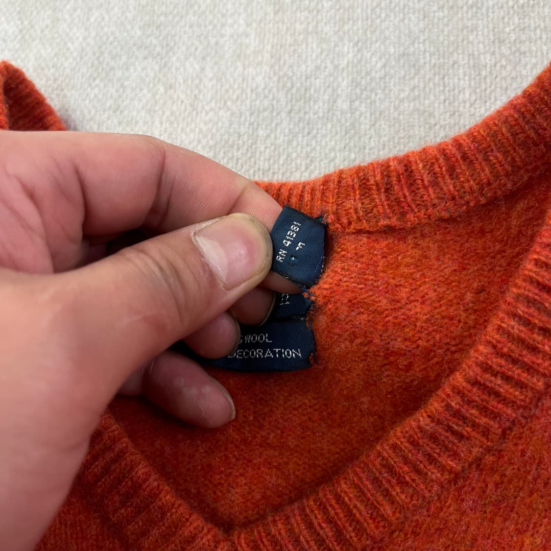 95 폴로랄프로렌 램스울 브이넥 오렌지 니트 상품이미지3