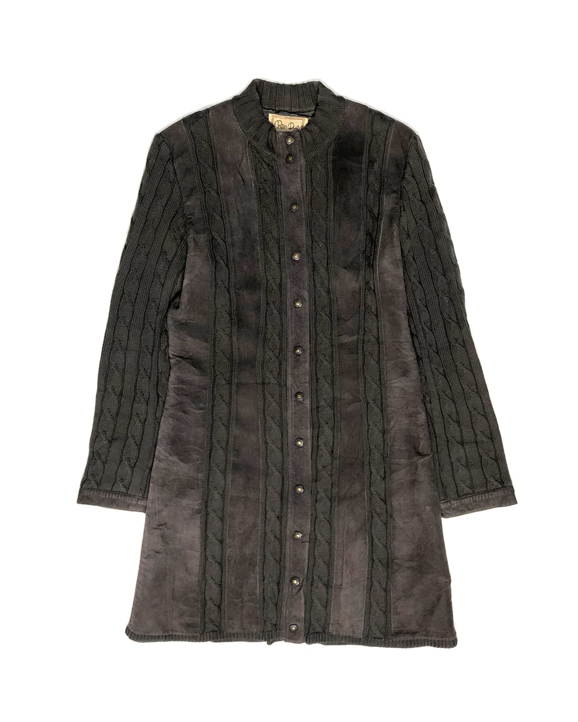 vintage 니트&가죽 롱 자켓  상품이미지1