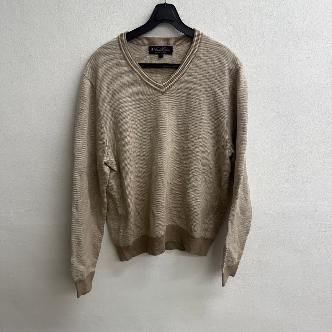 브룩스브라더스 브이넥 브라운 수피마 코튼 니트 S 상품이미지1