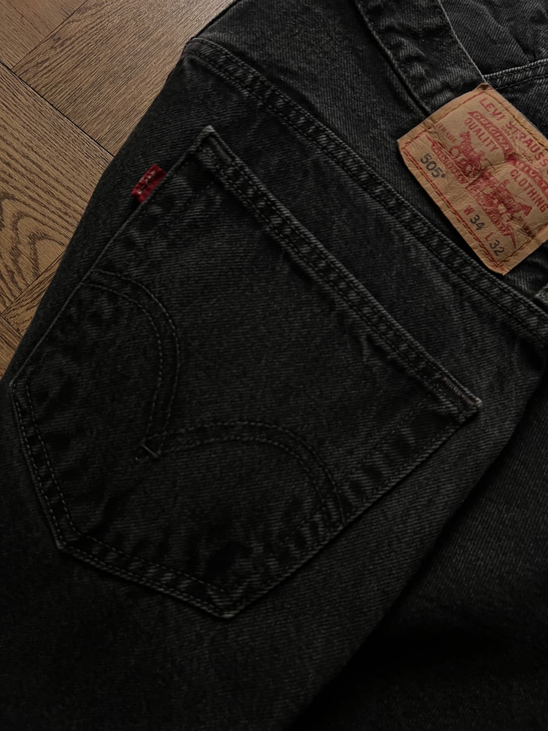 [34]00's 리바이스 USA 505 디스트로이드 흑청 데님 팬츠 상품이미지8