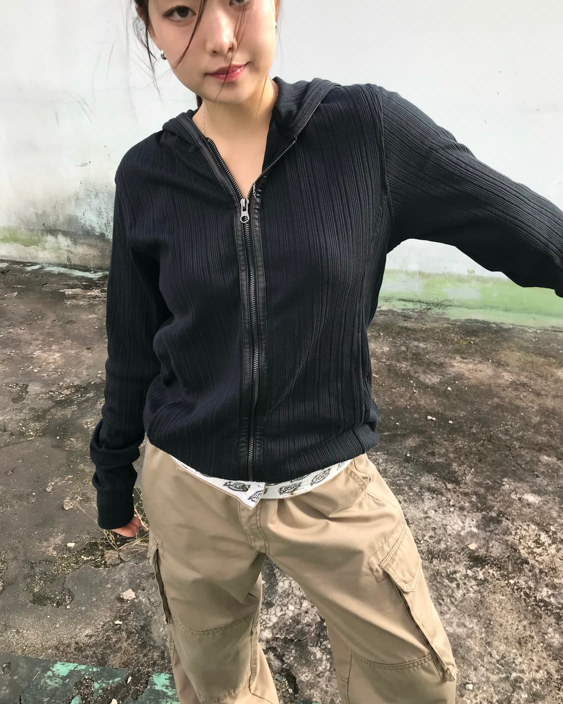 가죽 지퍼 라인 후드집업 상품이미지6