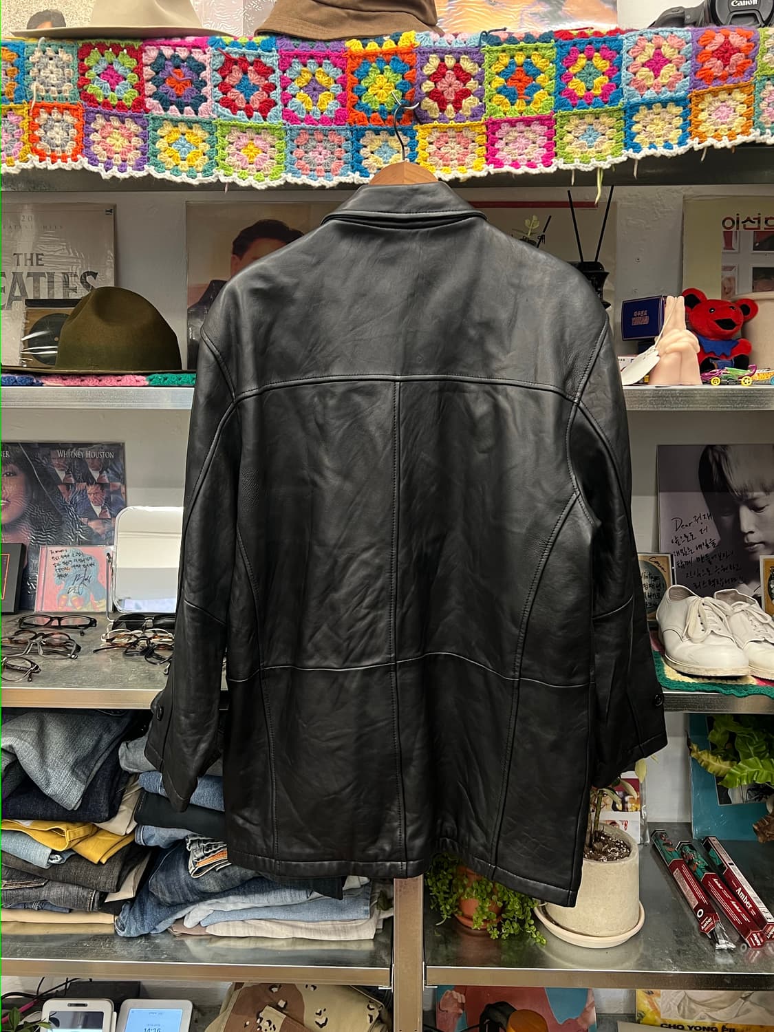 Volcano Black Leather Half Coat 상품이미지2