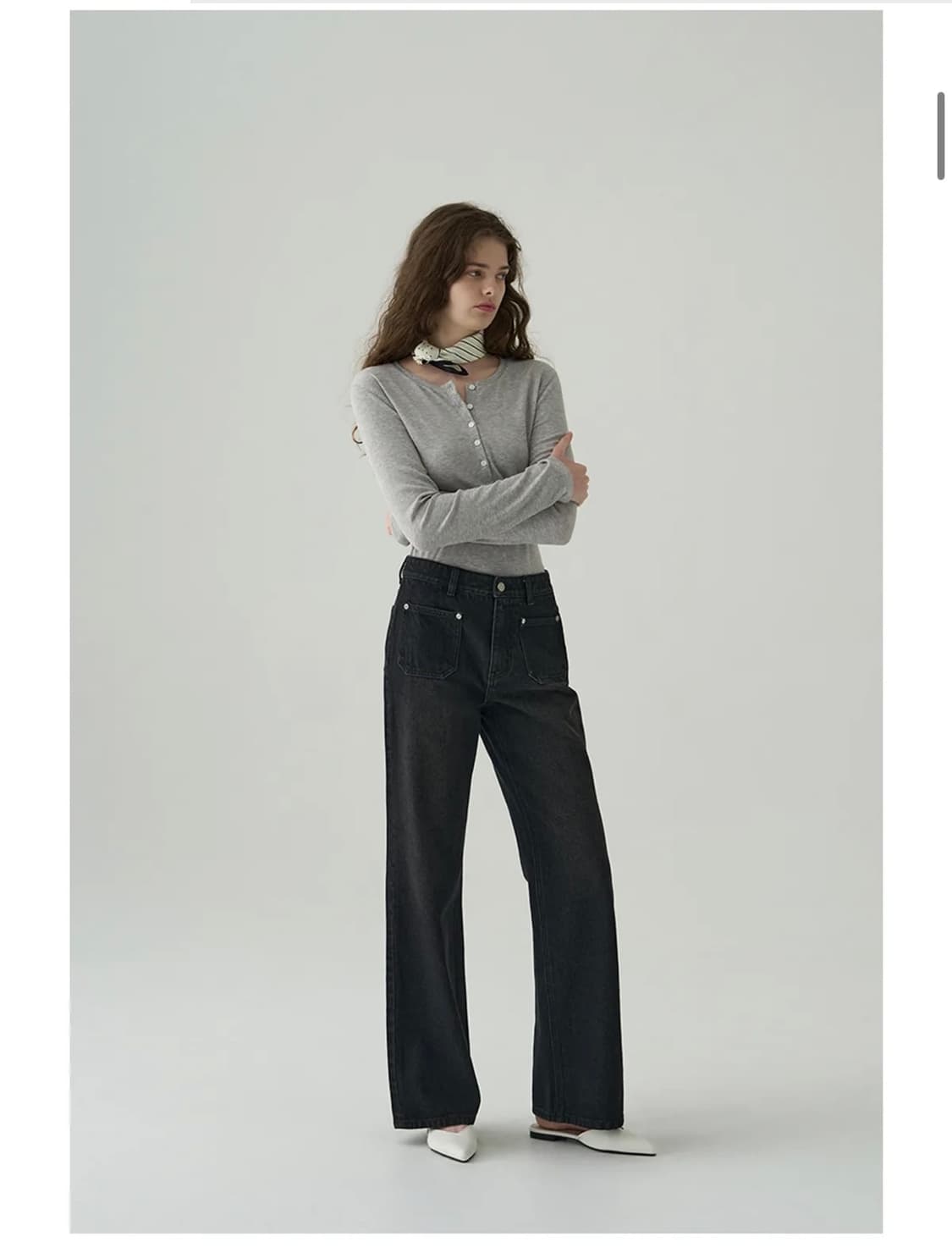 (M) 드로우핏 우먼 웨일 헨리넥 롱 슬리브 티셔츠 [L.GREY] 상품이미지7