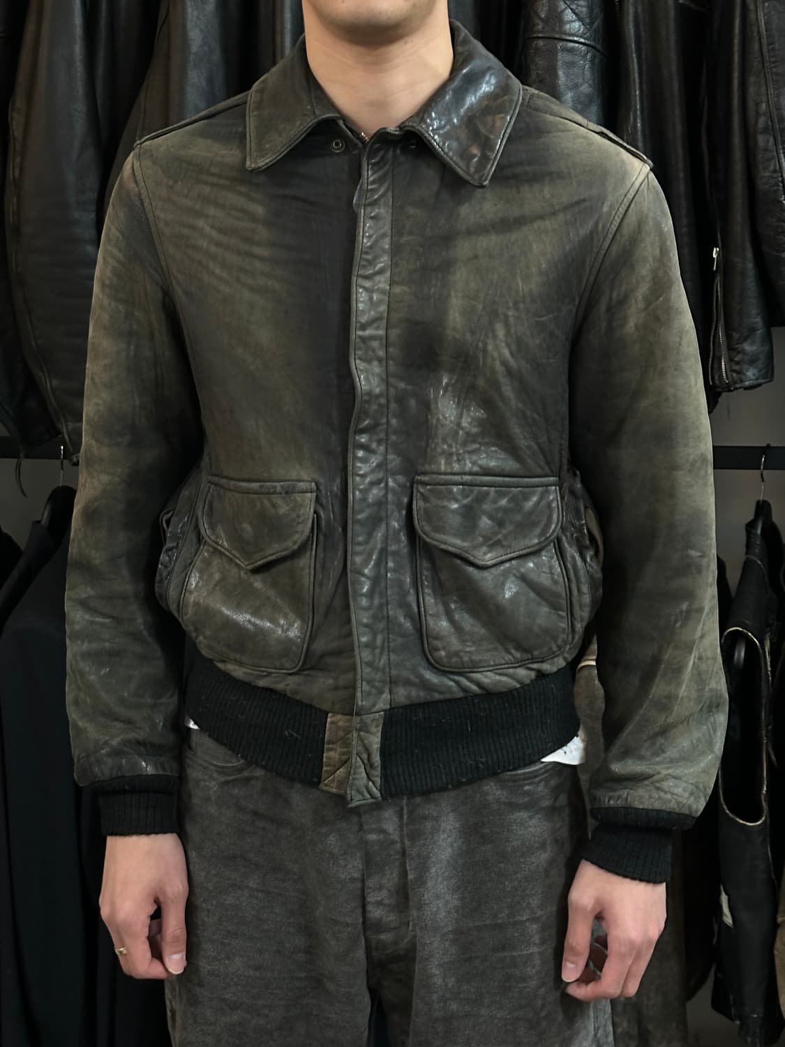 90's USA Made 아비렉스 A2 레더 봄버 자켓 상품이미지2