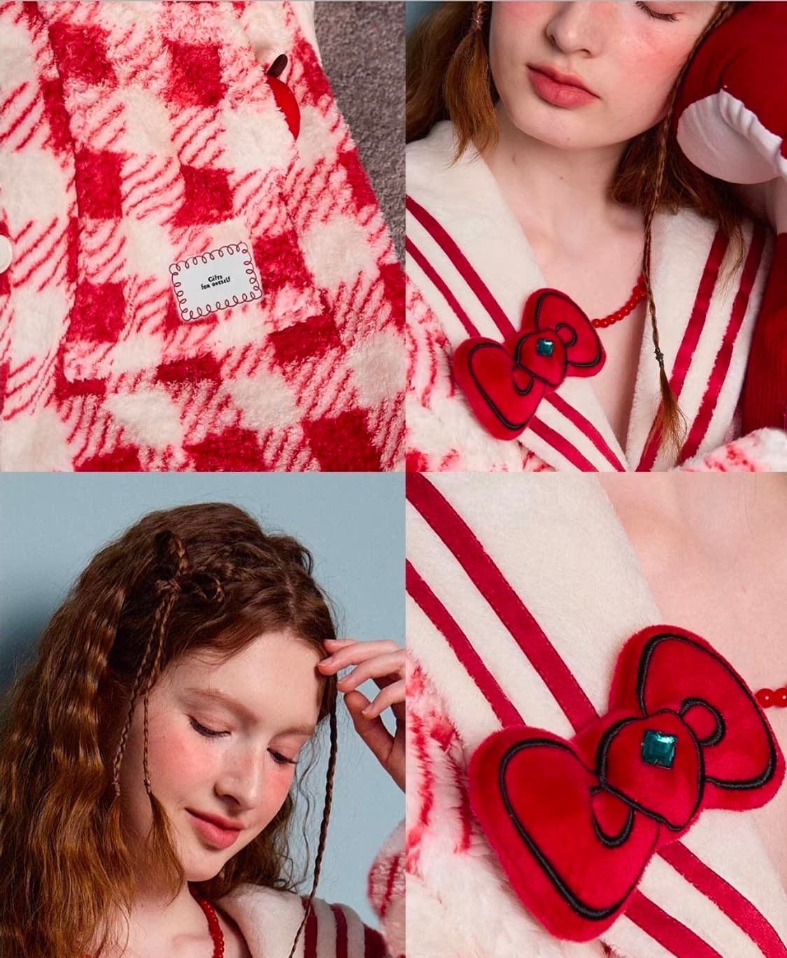 YSO 체크 수면 가운 잠옷(키티느낌) m사이즈 상품이미지5