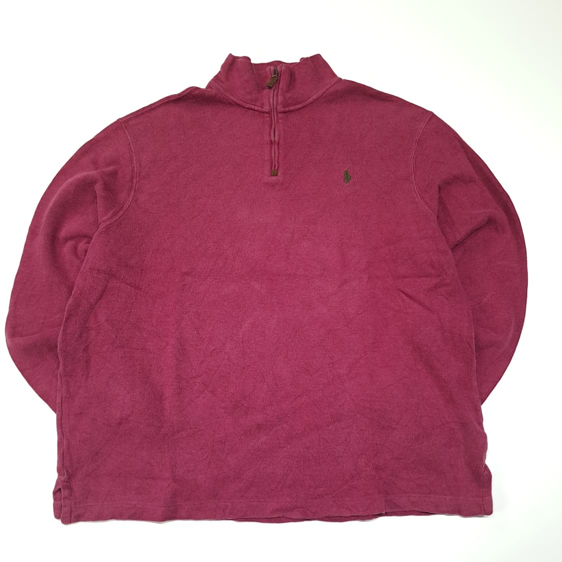 CL163 폴로 코튼 레더풀러 그린포니 베리 하프집업 니트 스웨터 상품이미지1