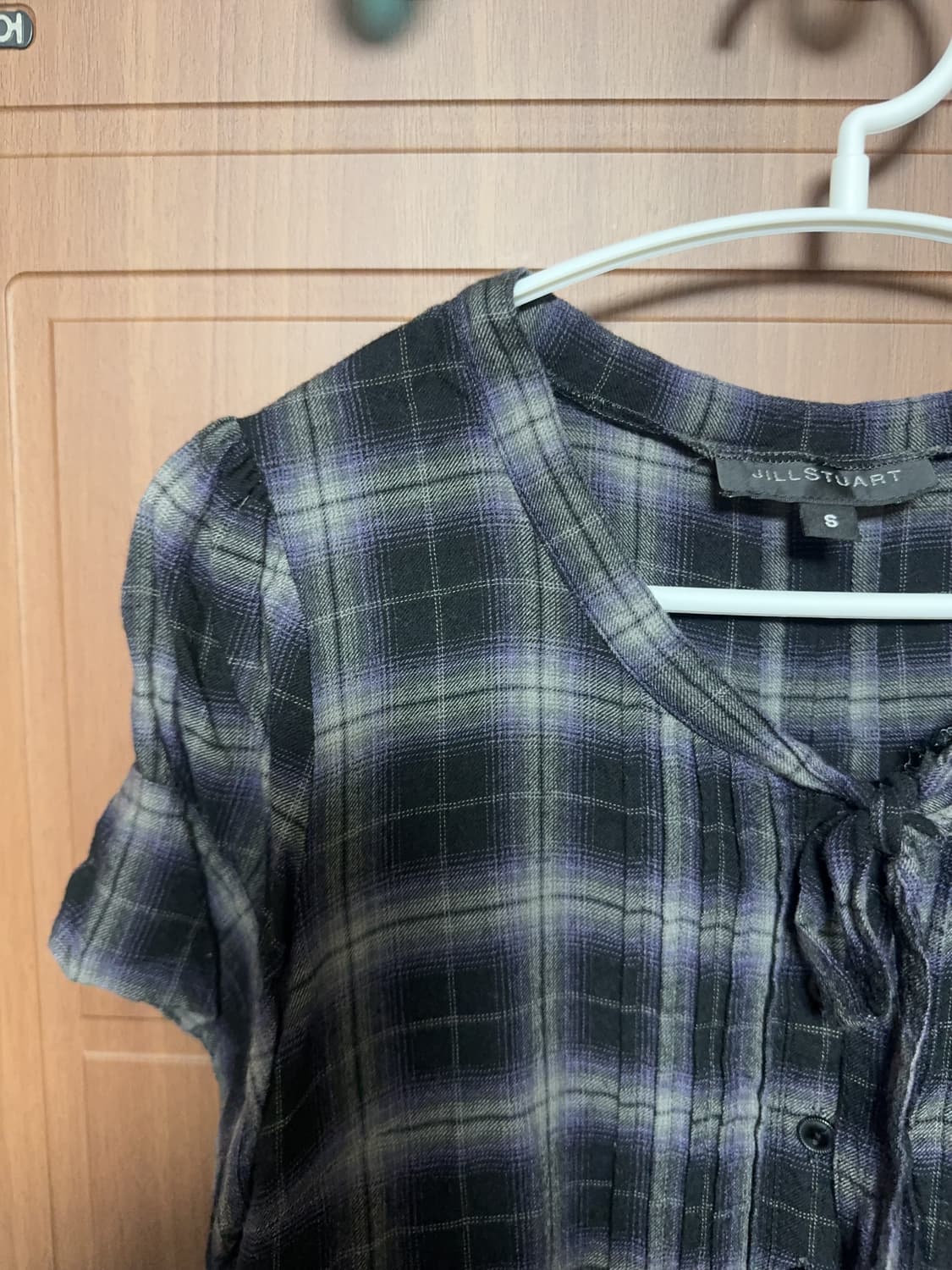 모리걸 하구미 일본 빈티지 질스튜어트 체크 반팔 블라우스 상품이미지2