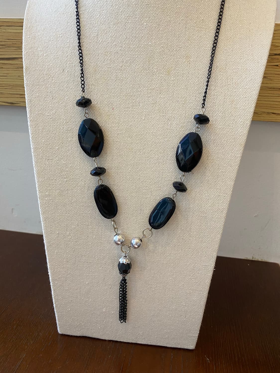 다크엔젤 무드 빈티지 블랙 비즈 목걸이 태슬 상품이미지3