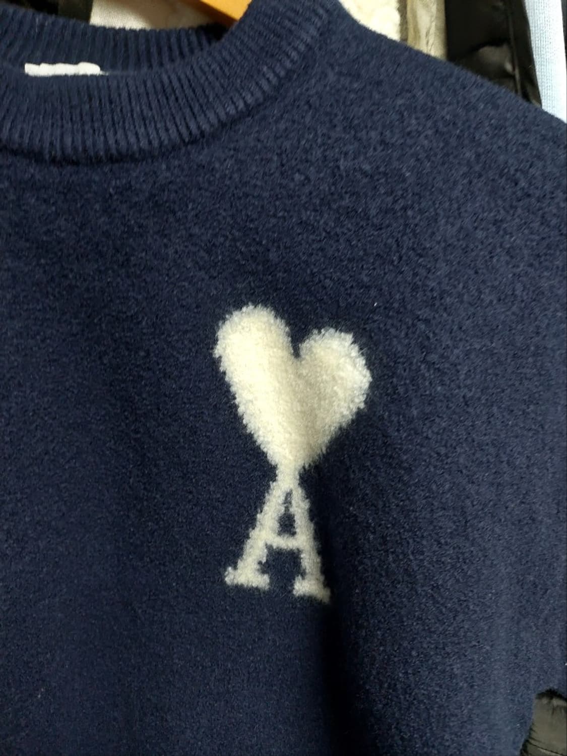 아미 빅하트 로고 네이비 울니트 사이즈줌 상품이미지2