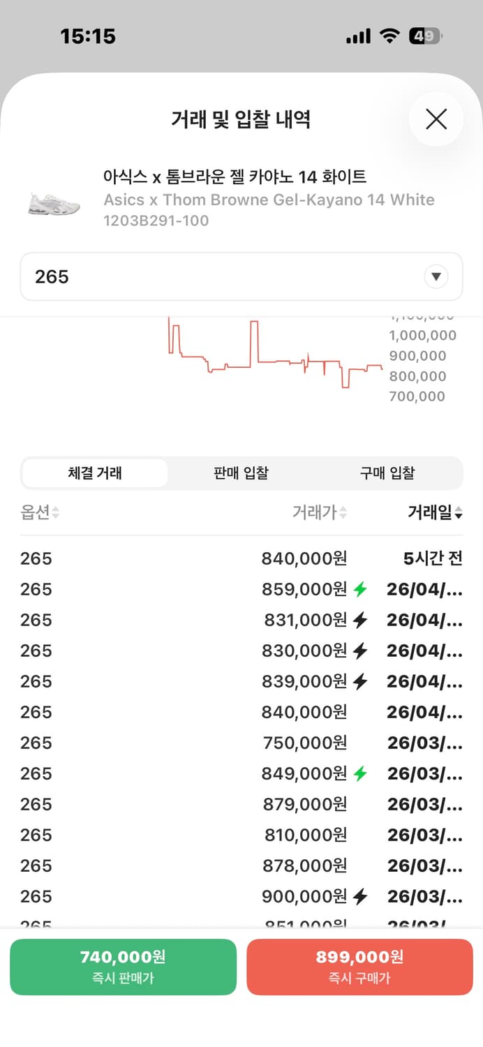 톰브라운 아식스 젤카야노 14 화이트 265 상품이미지5