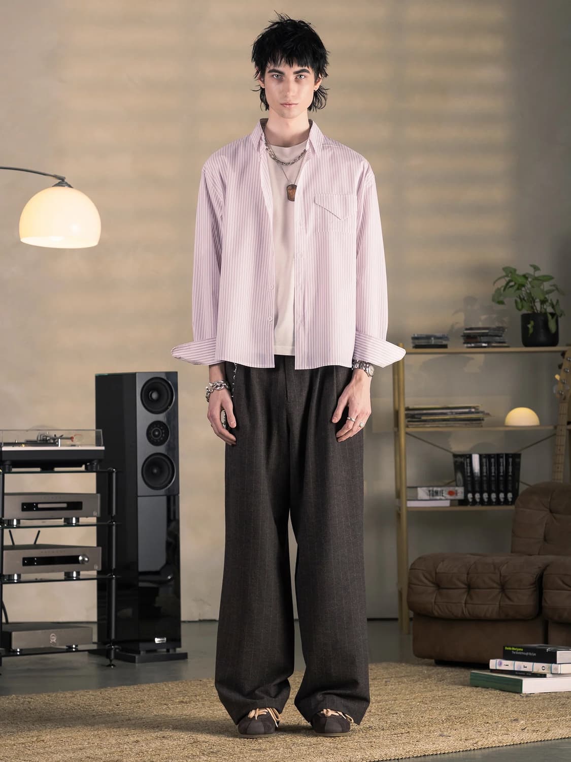 ENRAGE PINSTRIPE LETTER SHIRT L 상품이미지1
