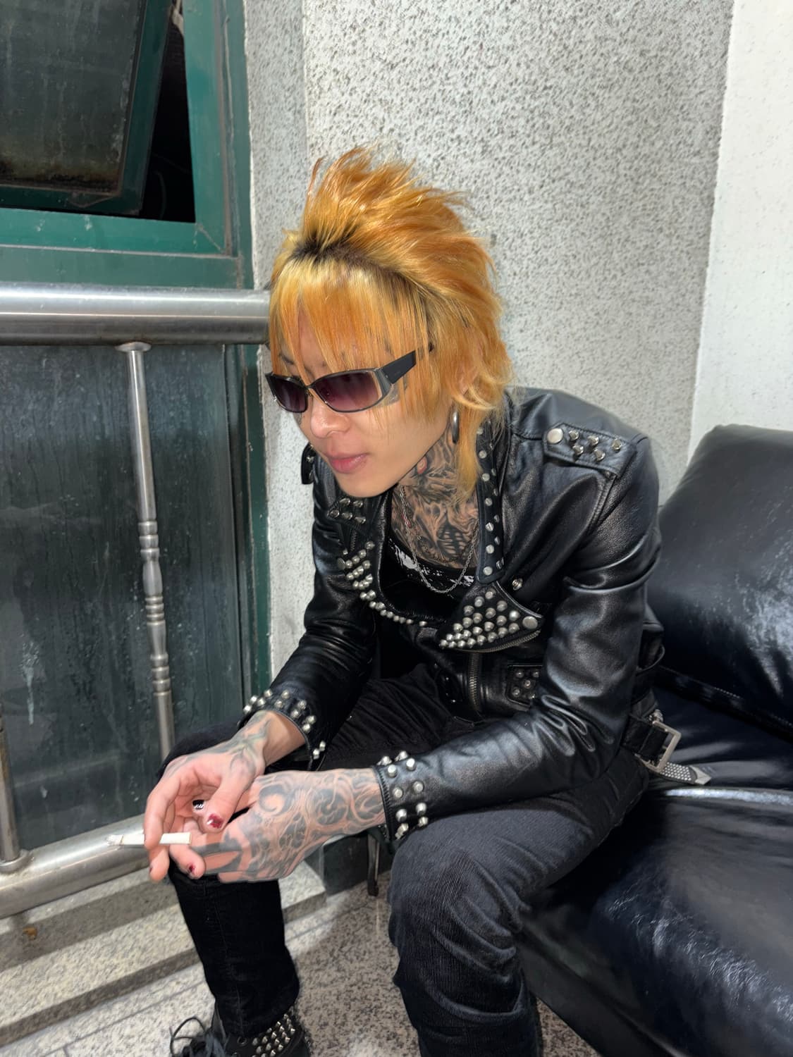 Punk black leater jk 상품이미지5