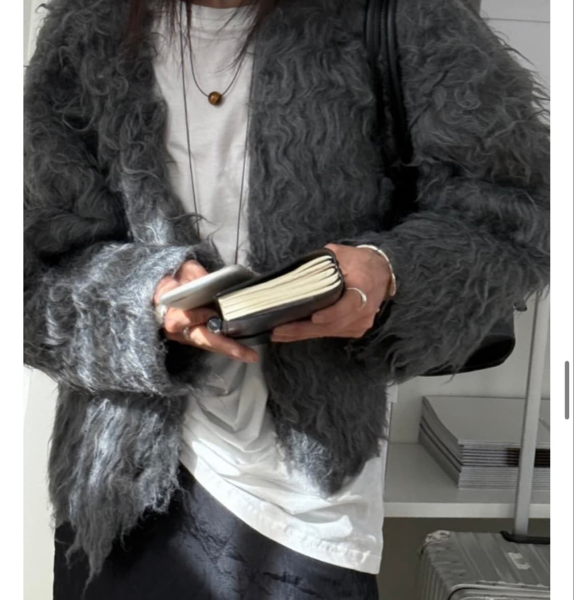 새상품) 런던플랏 브러쉬 가디건 그레이  상품이미지2