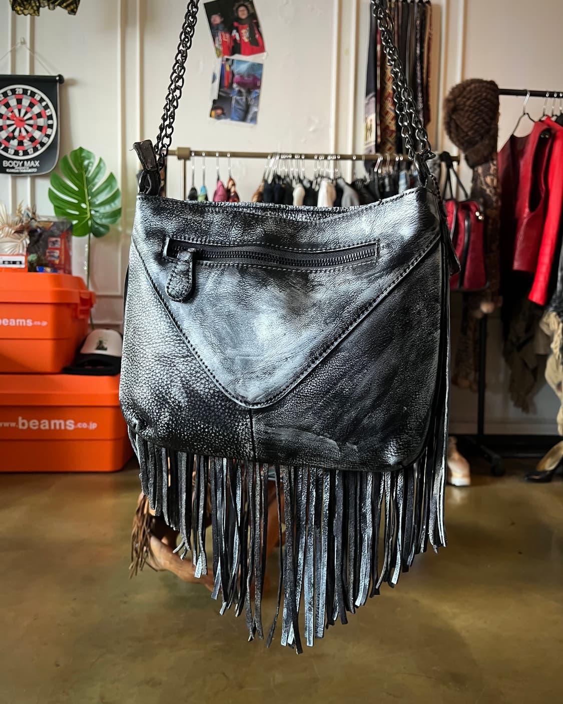 Real Leather Metallic Studed Fringe Bag 상품이미지8