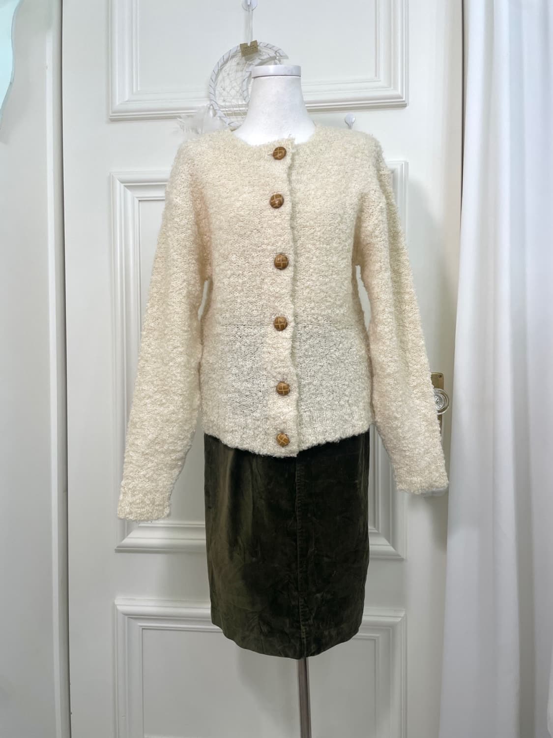 khaki velvet basic midi pocket skirt 상품이미지6