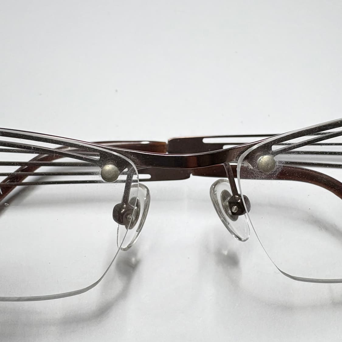 빈티지 긱시크 안경 Y2K(멀티 라인 테크니컬 하프림) 상품이미지3