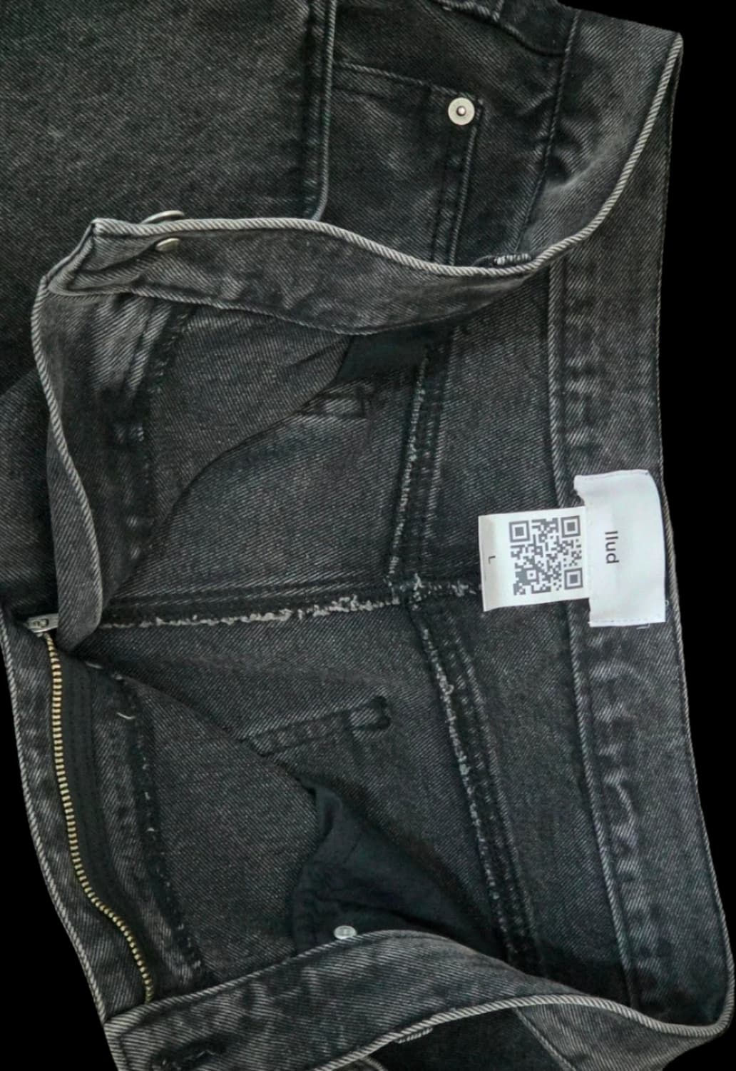 llud Wide Front Tuck Denim Pants Black L 상품이미지7