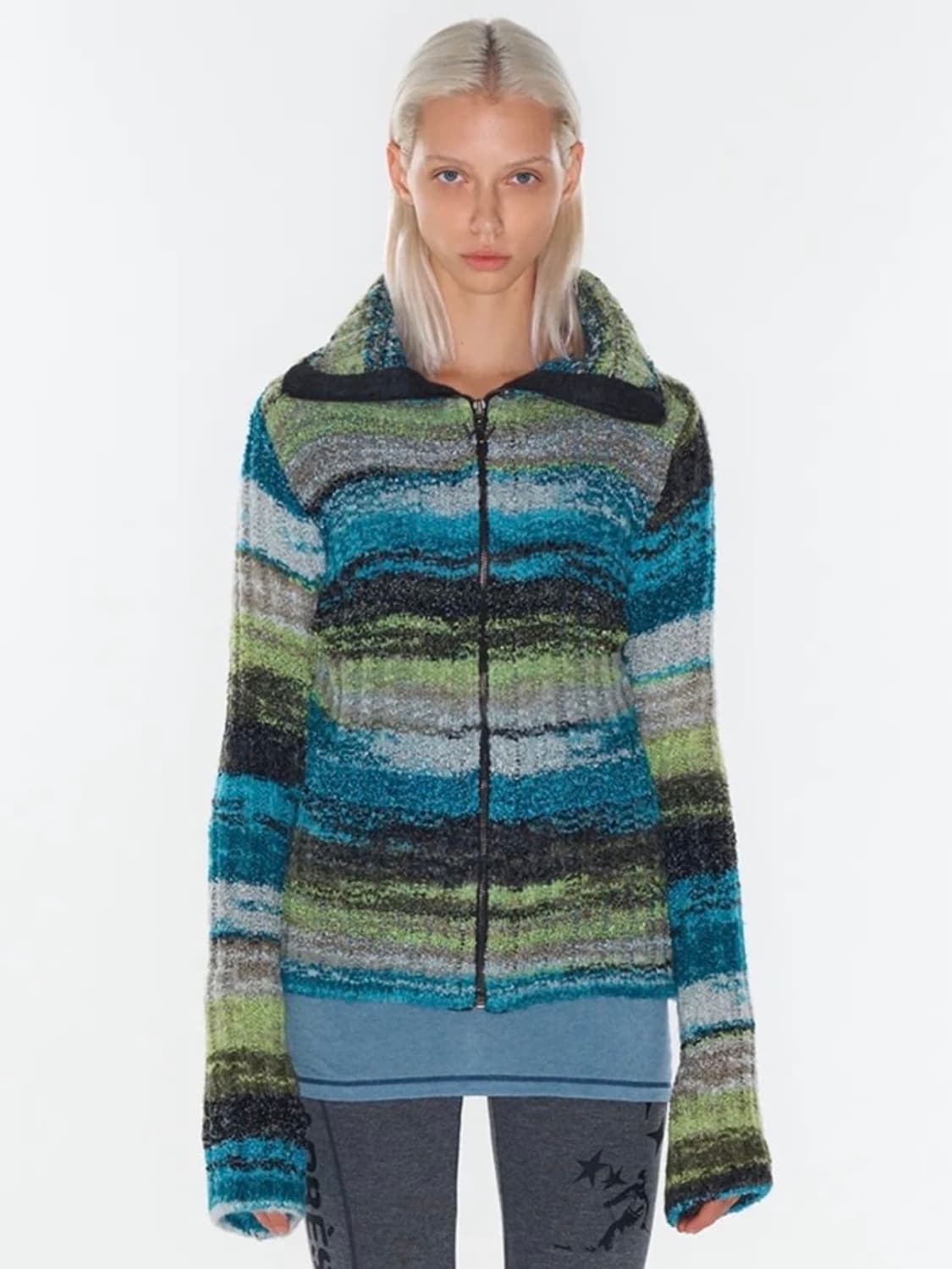 오픈와이와이 니트집업 상품이미지1