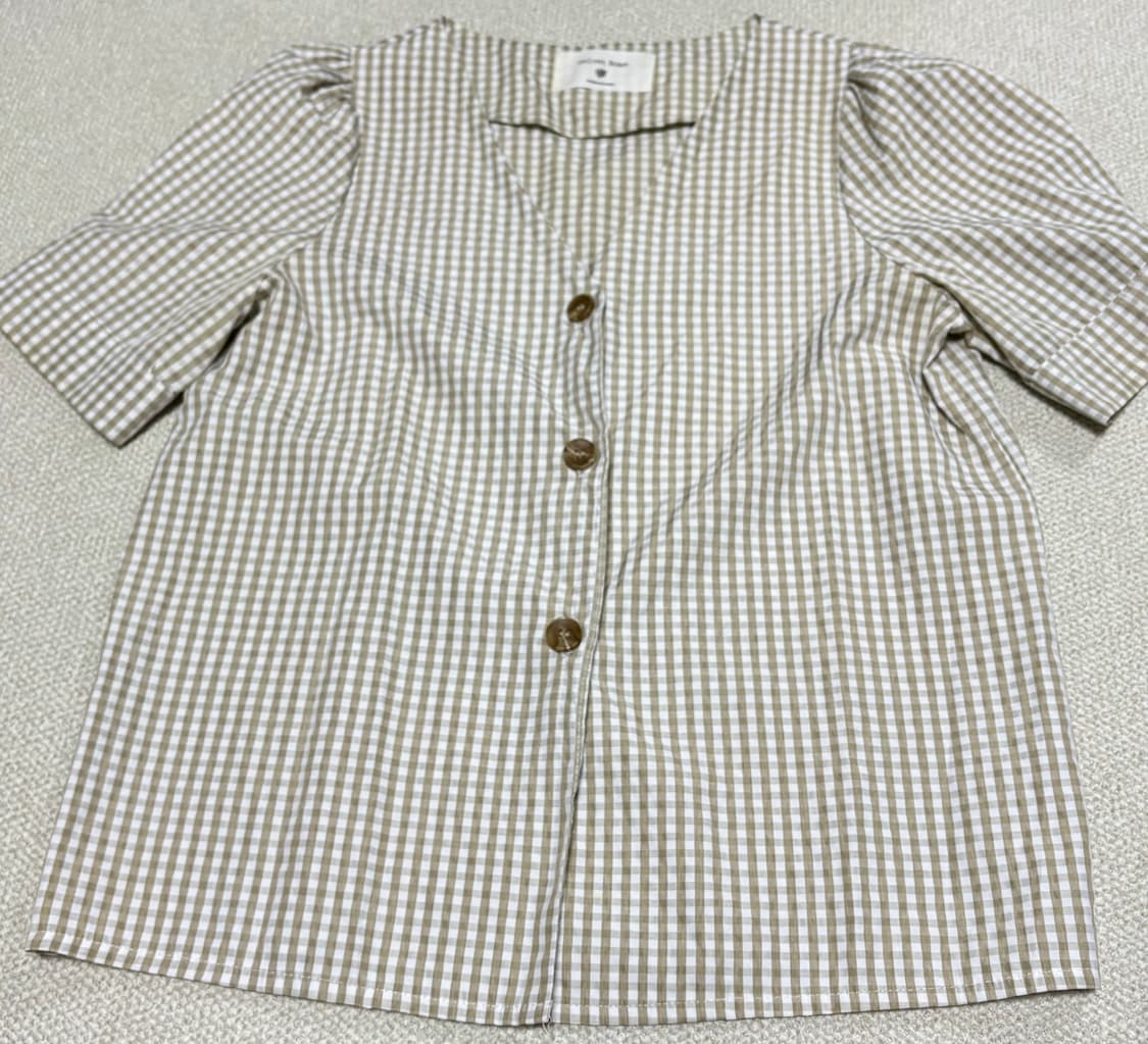 빈티지st 체크 반팔블라우스 상품이미지2