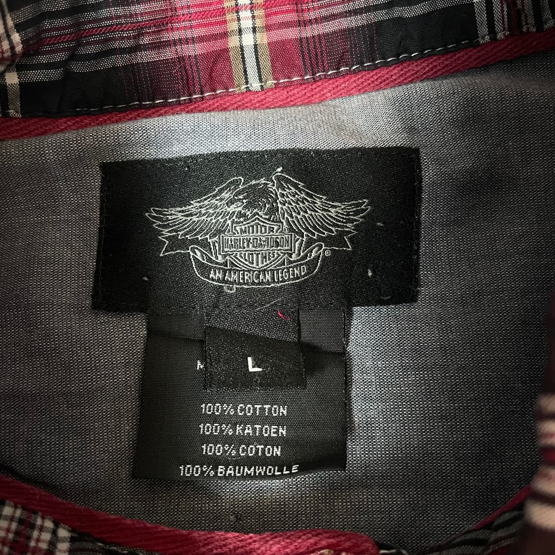 할리데이비슨 레드 투포켓 체크 반팔 셔츠 L 상품이미지4