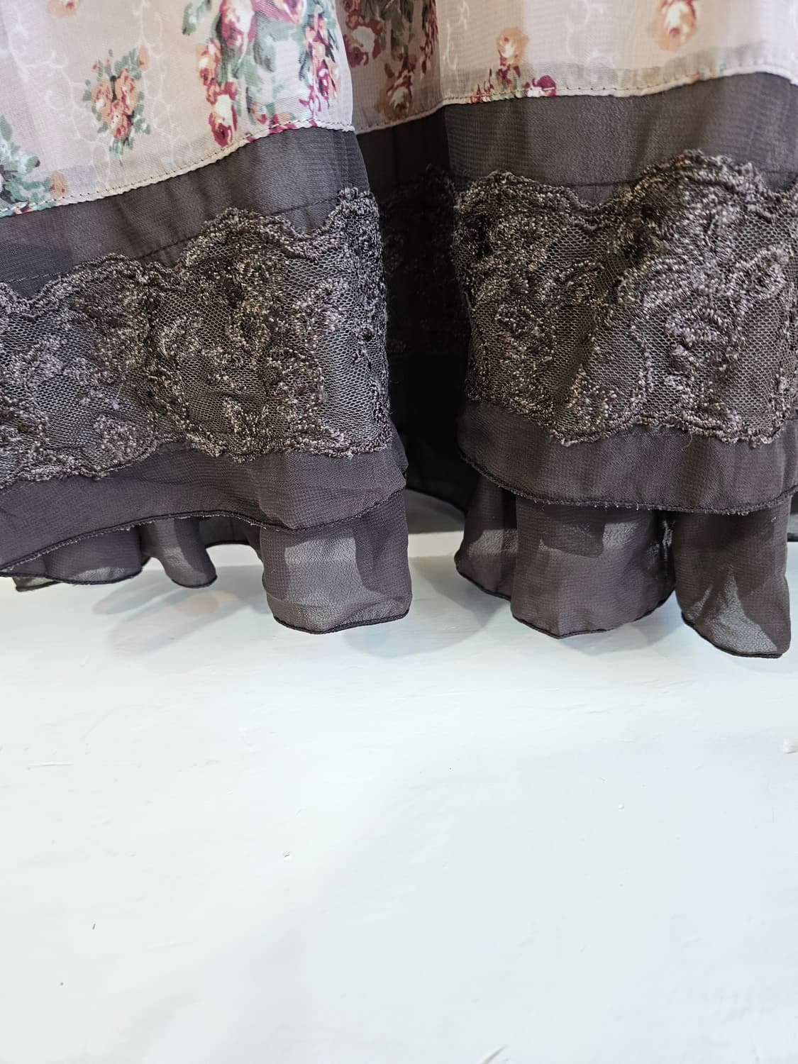 axes femme 로즈 패턴 레이스 쉬폰 원피스 상품이미지7