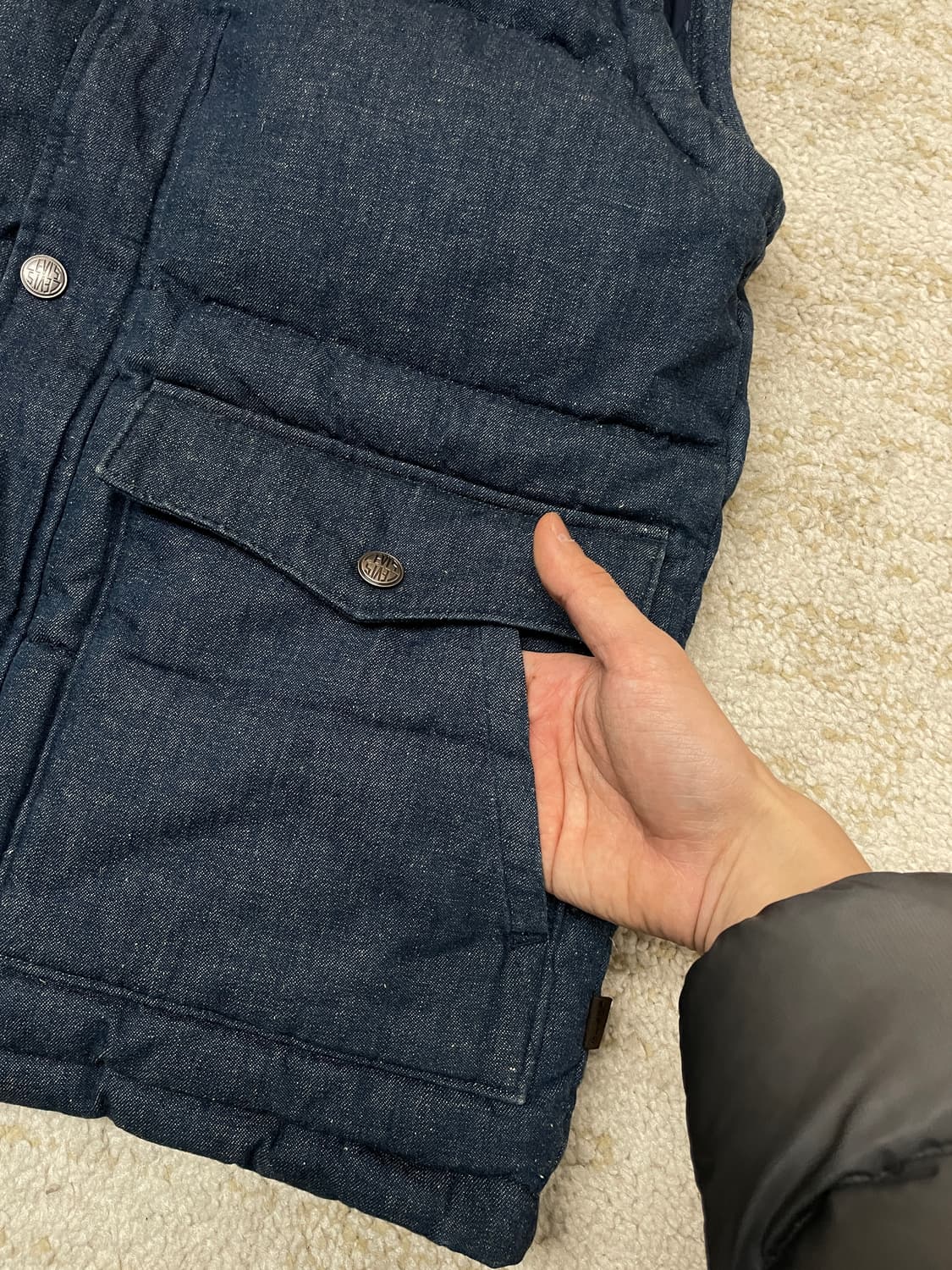 [M] 리바이스 덕 다운 데님 베스트 코듀로이 카라 조끼 상품이미지3