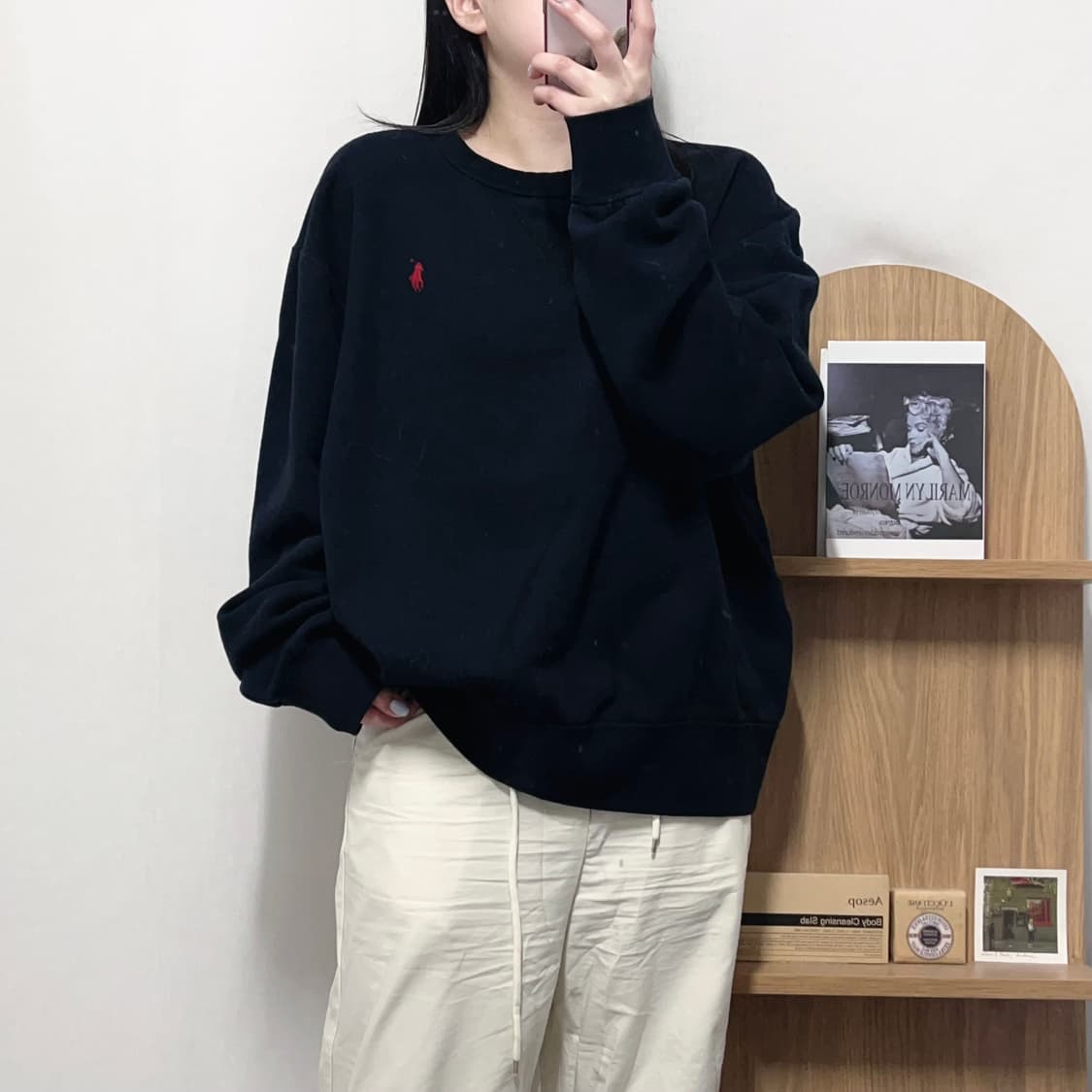 [정품] 폴로 블랙 / 레드포니 기모 맨투맨 [ XL ] 상품이미지1