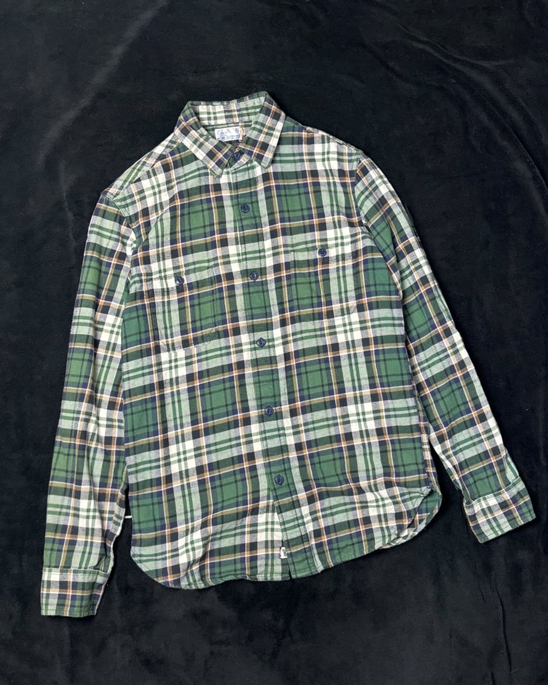 일본빈티지 COEN 그린 체커 셔츠 상품이미지1