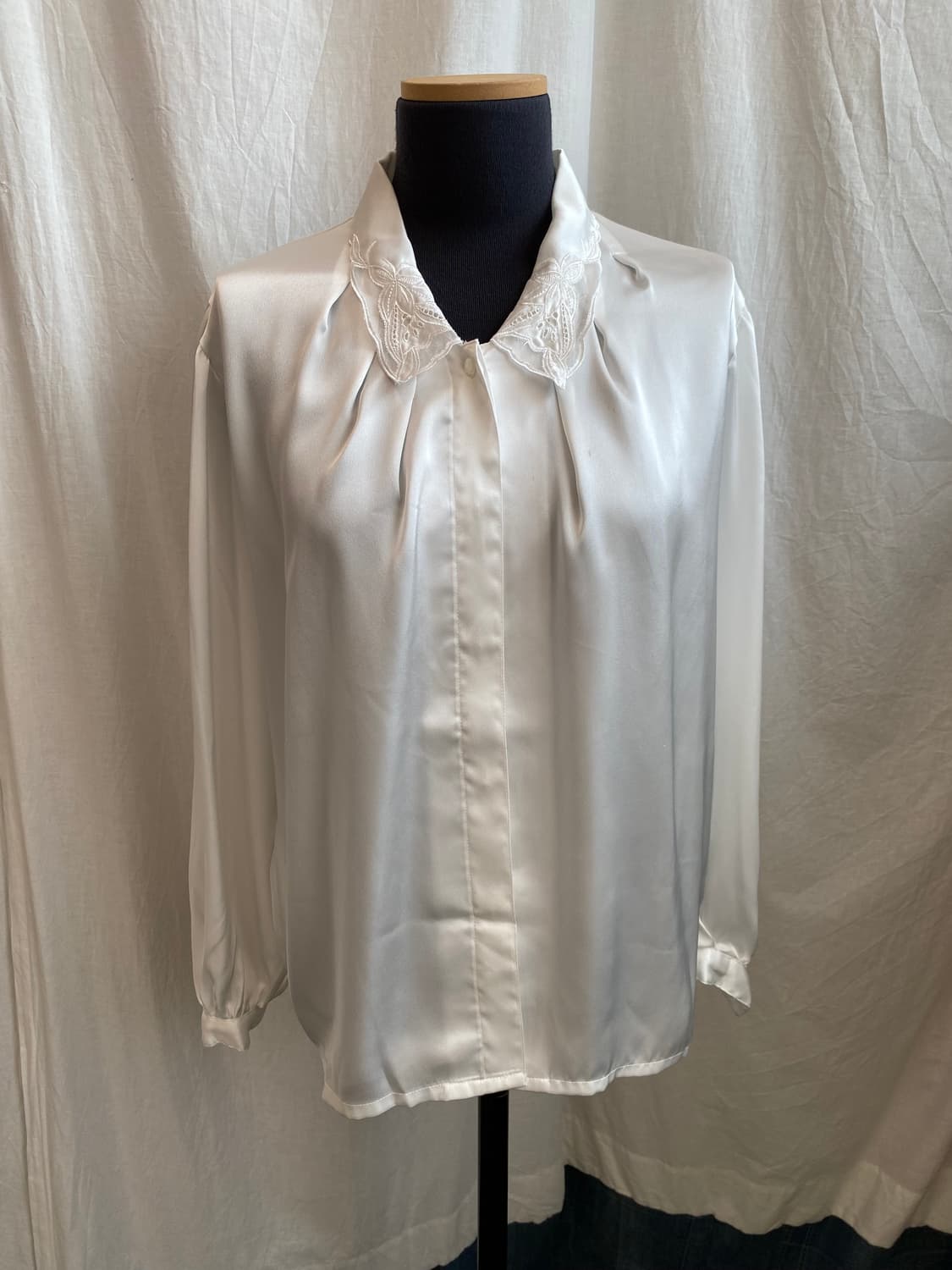 빈티지 화이트 실크블라우스(M-L) 상품이미지3