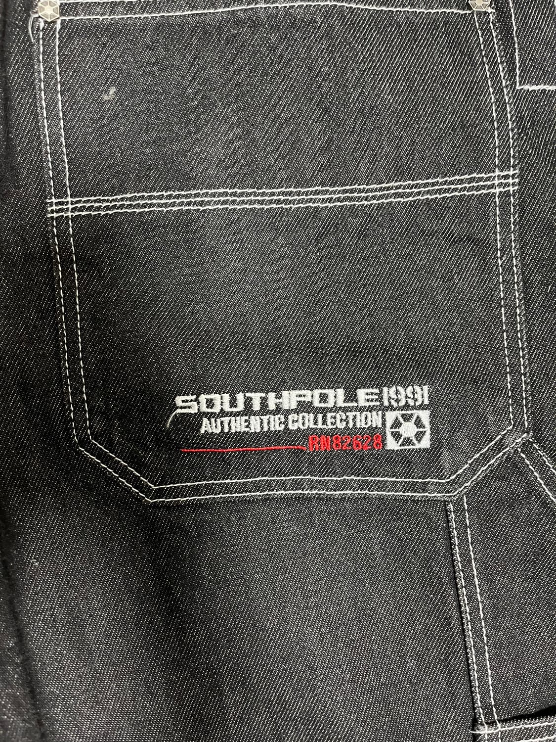 사우스폴 southpole 흑청 스티치 와이드 카펜터 데님 상품이미지6