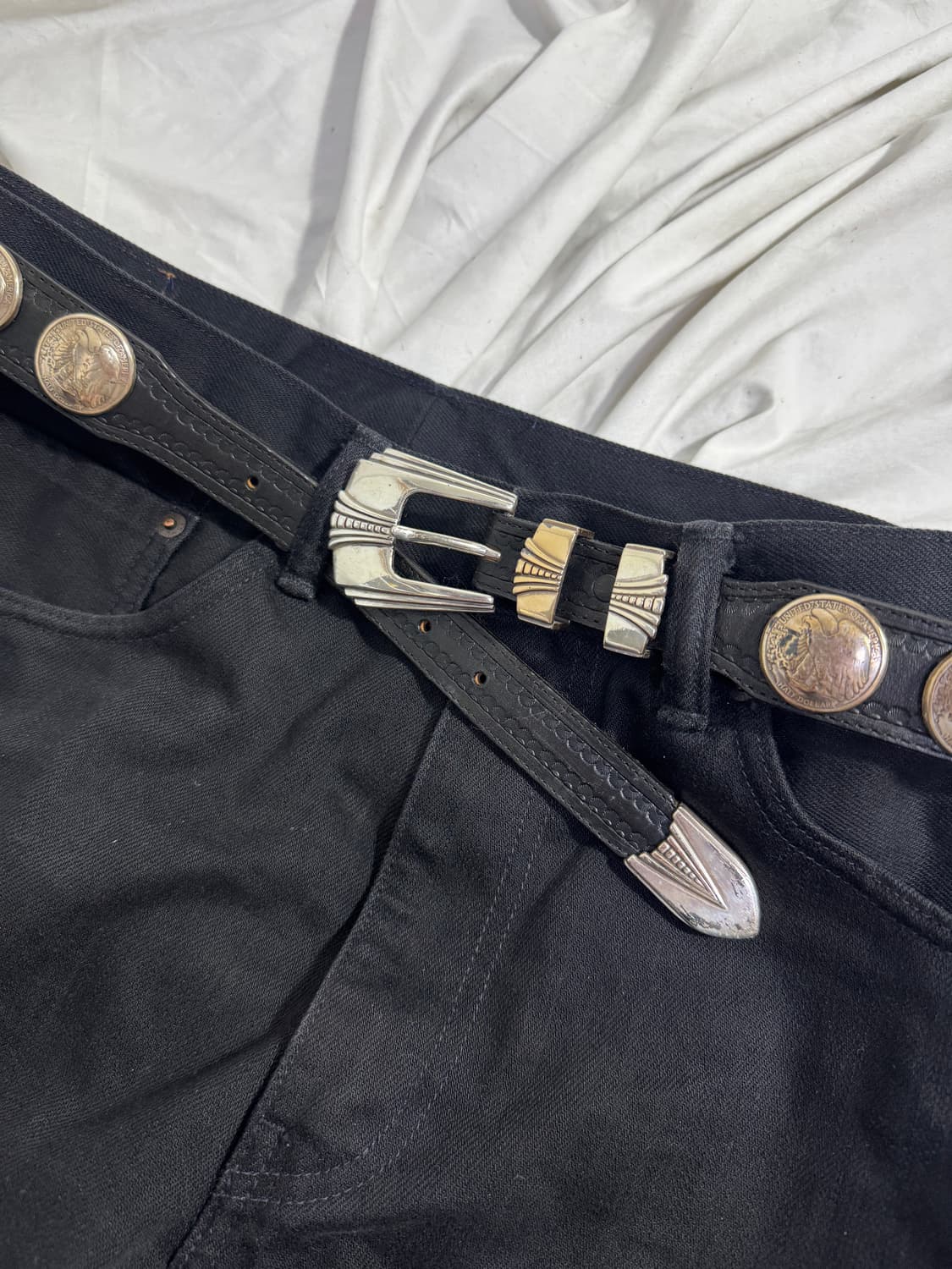 90s usa Justin 카우 하이드 하프 달러 웨스턴 벨트 상품이미지6